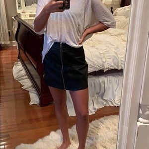 Leather zip up skirt